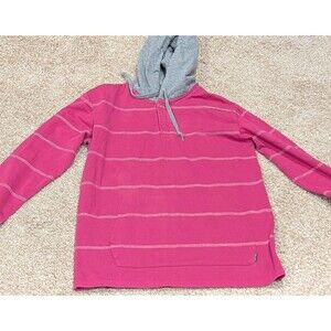 Empyre Men's Hooded Sweatshirt Hoodie Size Small Maroon Burgundy Gray Stripe EUC